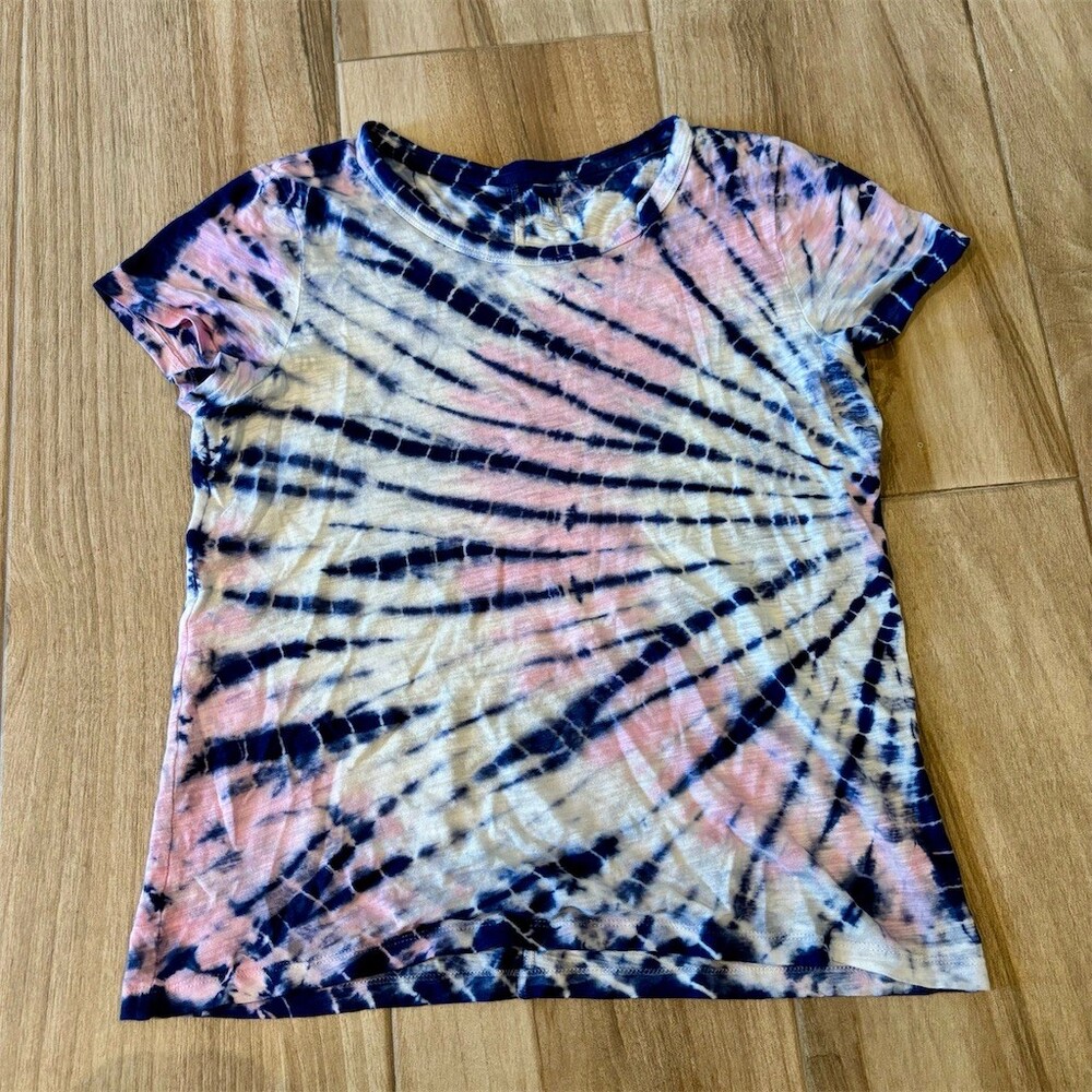 GAP T-Shirt Size M Blue Pink Cream Tie-Dye Crew Neck Short Sleeve